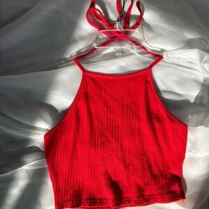 Adjustable halter crop top